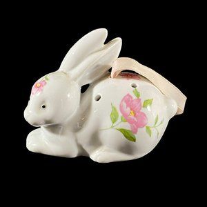 Vintage Japanese Bunny Rabbit Pomander Diffuser Ceramic Pink & Blue Floral Motif